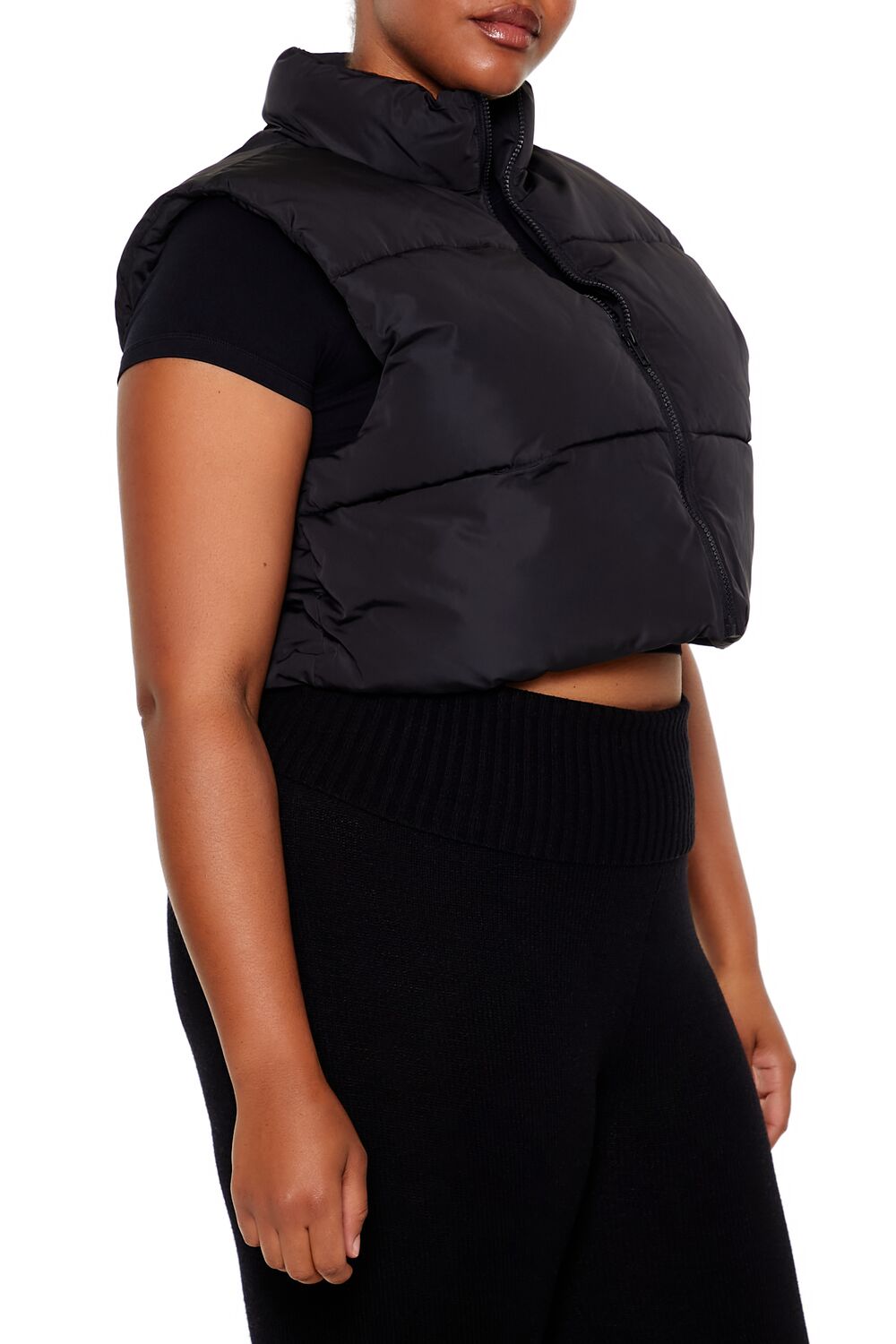  Forever 21 Plus Size Cropped Puffer Vest - black - Bonton