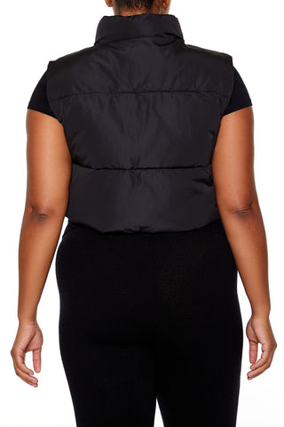 Plus Size Cropped Puffer Vest
