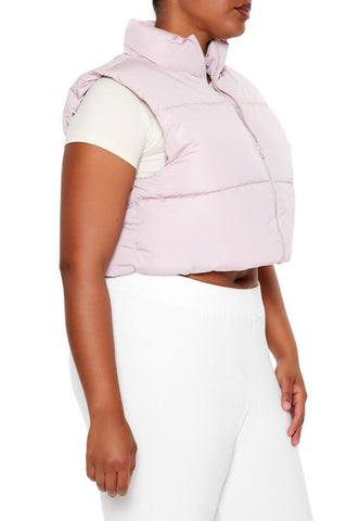 Plus Size Cropped Puffer Vest