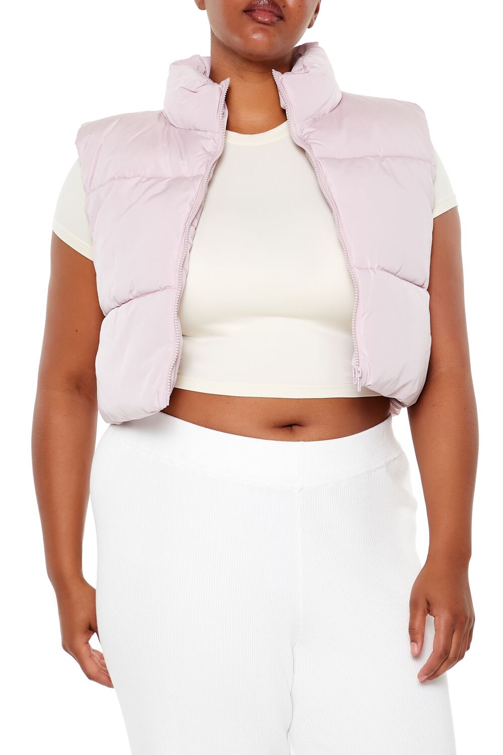  Forever 21 Plus Size Cropped Puffer Vest - black - Bonton