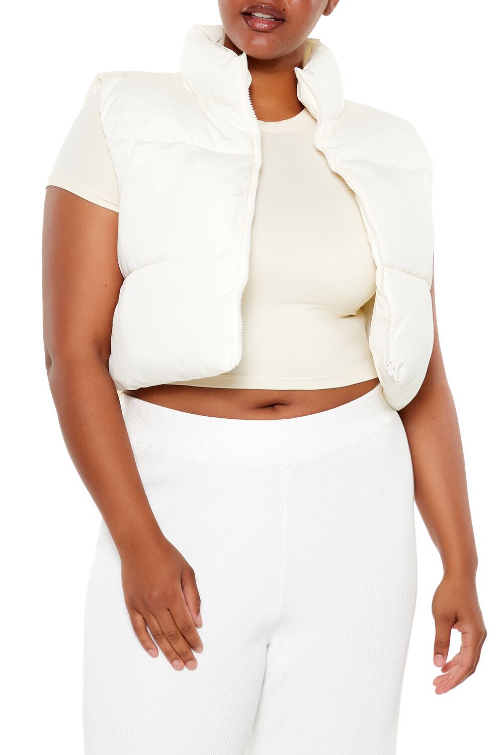  Forever 21 Plus Size Cropped Puffer Vest - black - Bonton