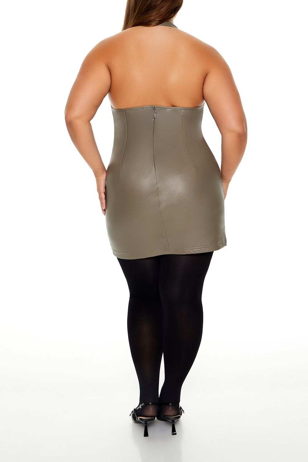  Forever 21 Plus Size Cowl Halter Mini Dress - ash-brown - Bonton