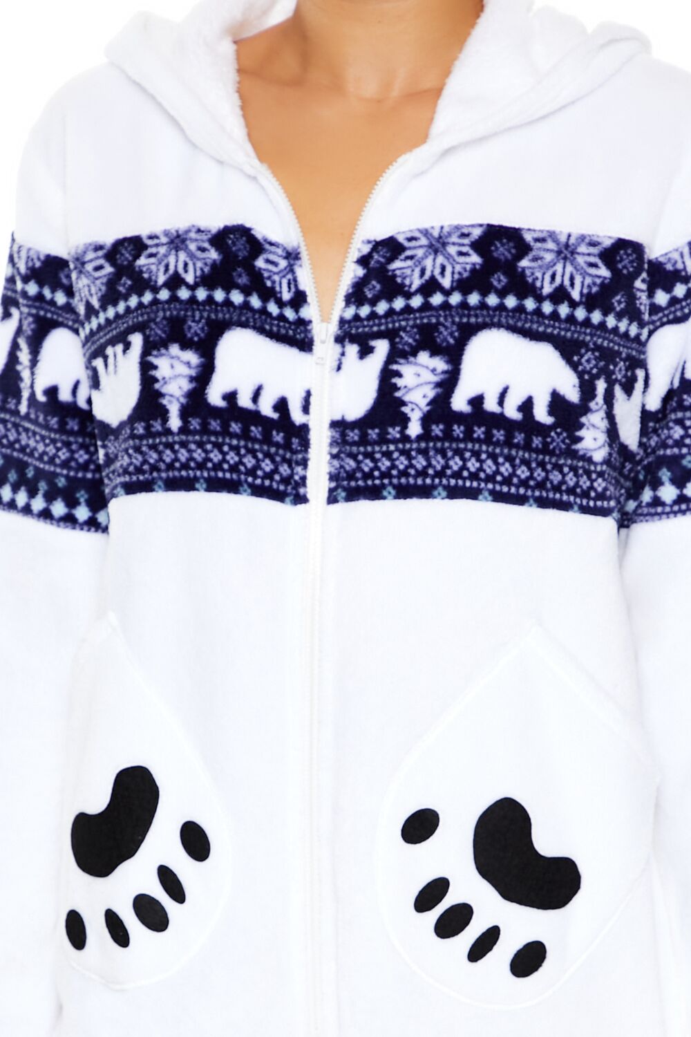  Forever 21 Hooded Polar Bear Jumpsuit - white-multi - Bonton