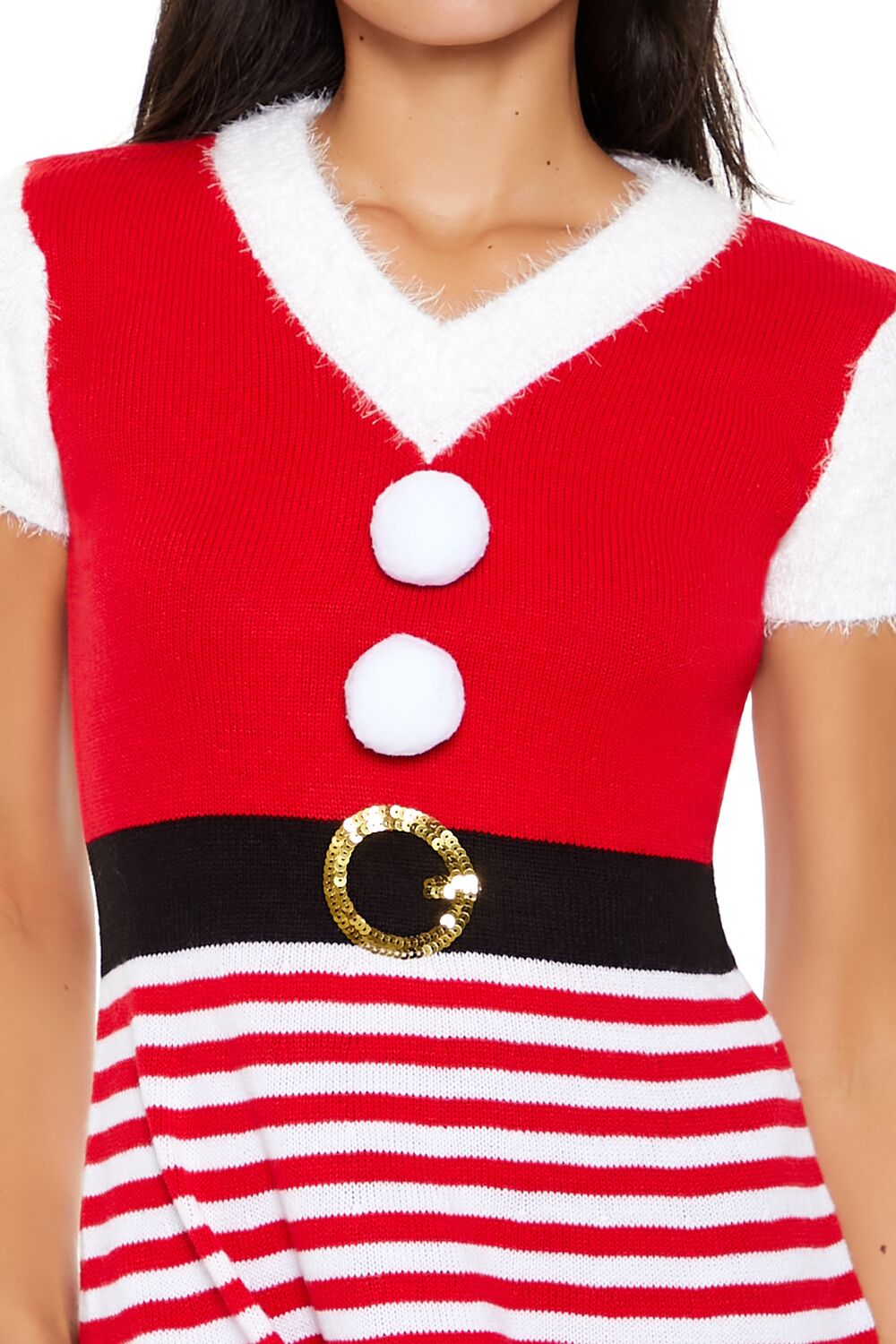  Forever 21 Hooded Striped Santa Mini Dress - red-multi - Bonton