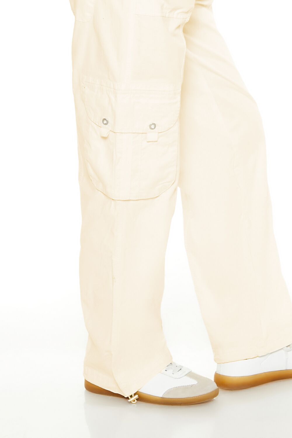  Forever 21 Low-Rise Straight-Leg Cargo Pants - white - Bonton