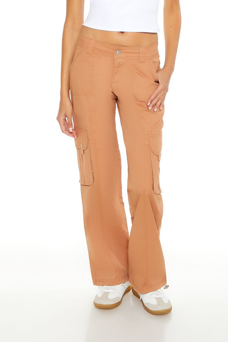  Forever 21 Low-Rise Straight-Leg Cargo Pants - white - Bonton