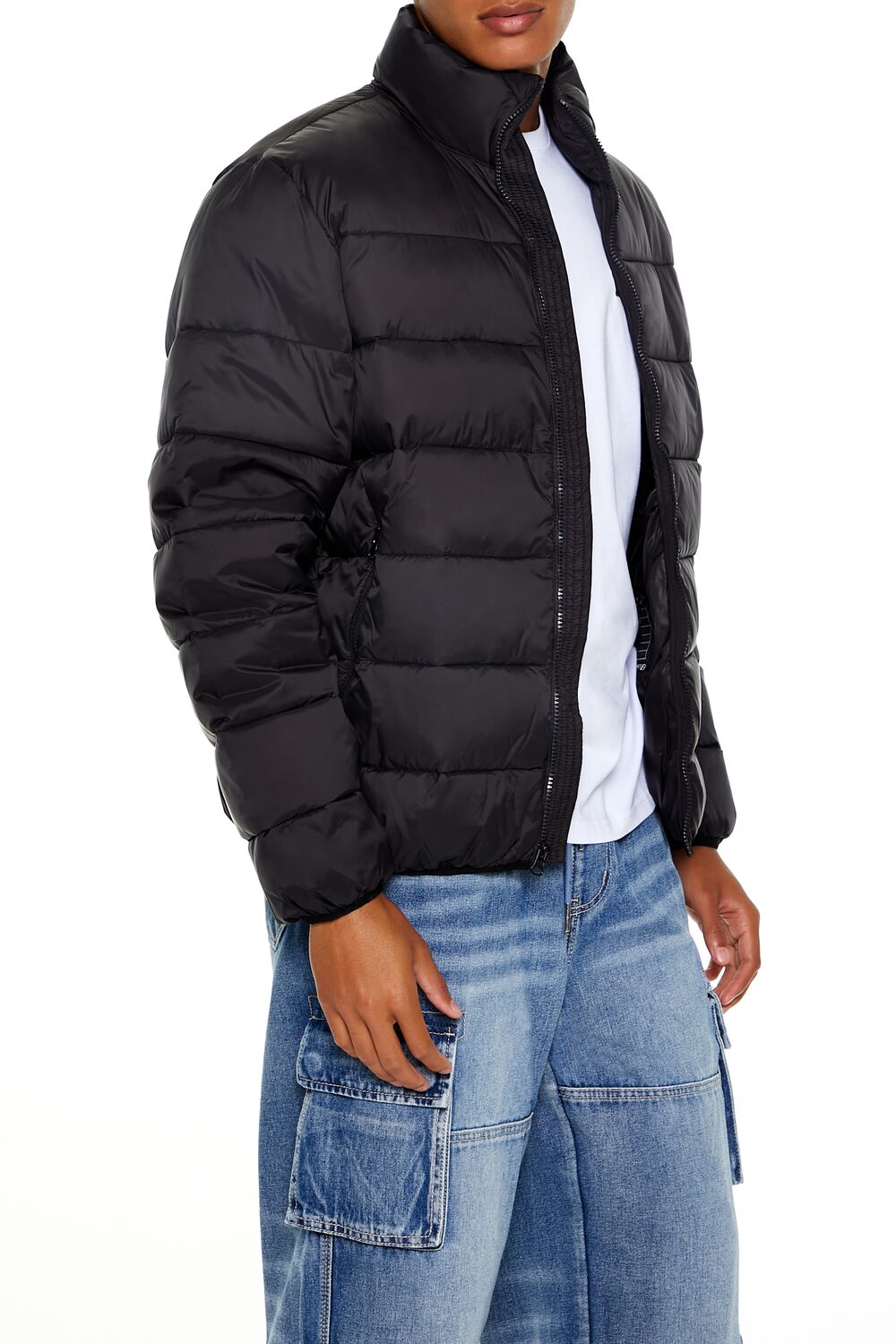  Forever 21 Packable Zip-Up Puffer Jacket - black-swatch - Bonton