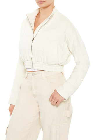 Quilted Zip-Up Cropped Jacket