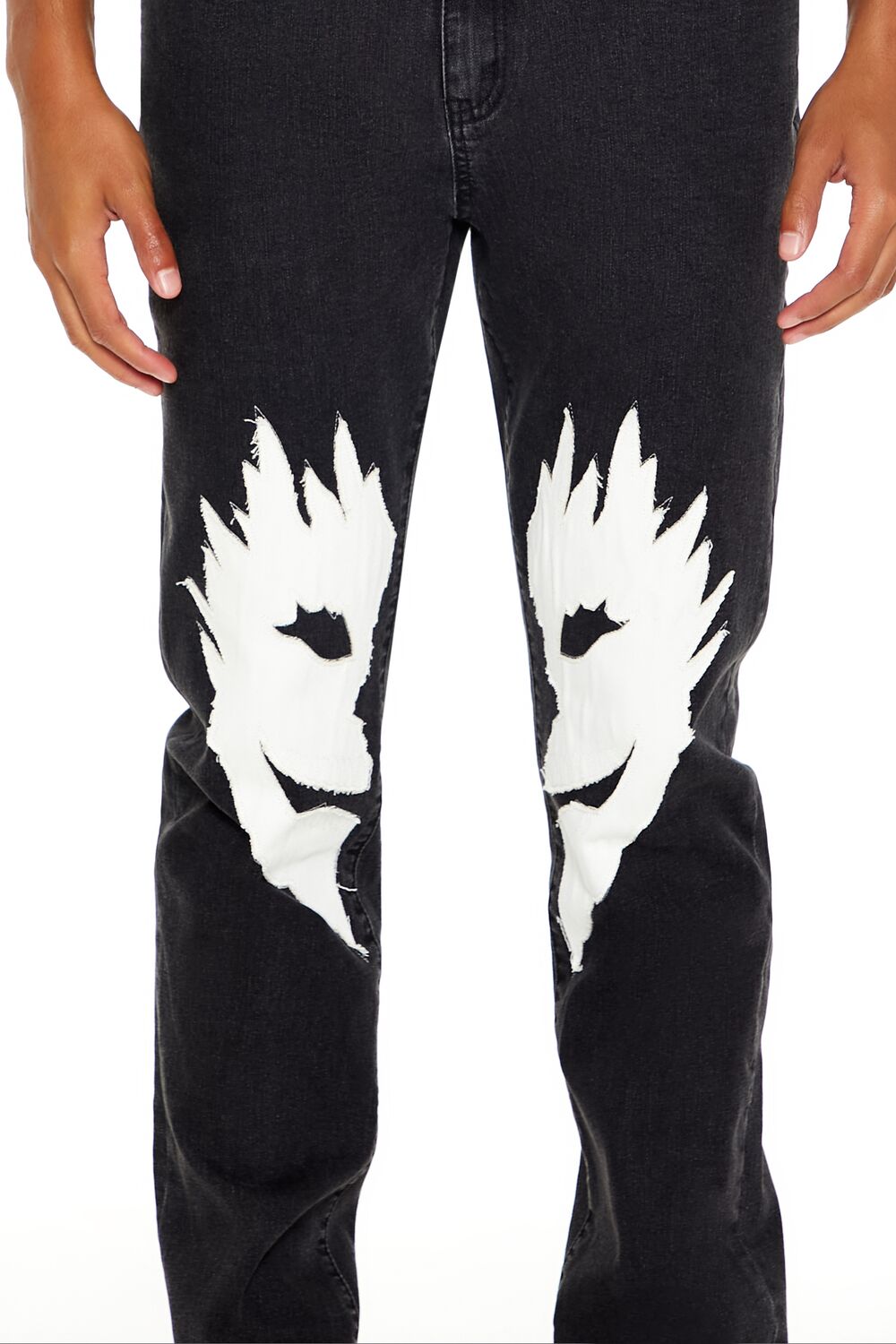 Forever 21 Split Face Slim-Fit Jeans - black-multi - Bonton