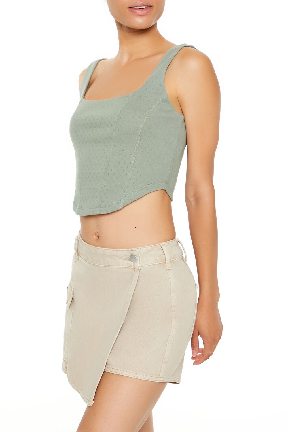  Forever 21 Pointelle Knit Crop Top - black - Bonton