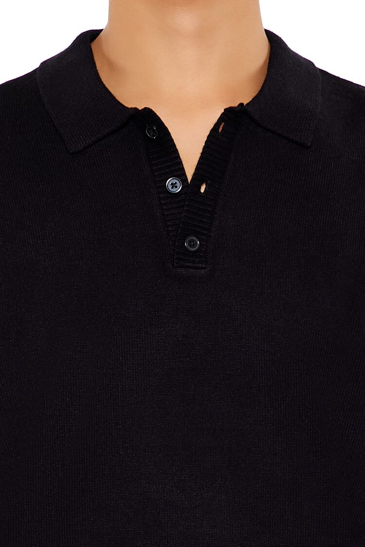  Forever 21 Sweater-Knit Polo Shirt - black - Bonton