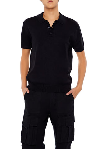 Sweater-Knit Polo Shirt