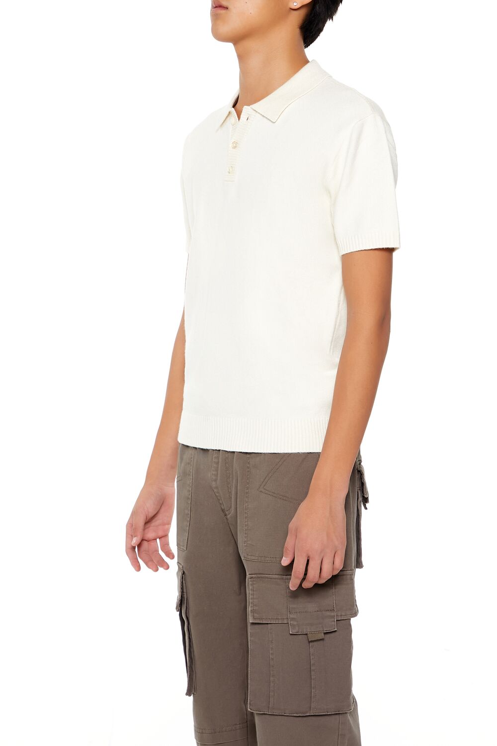  Forever 21 Sweater-Knit Polo Shirt - black - Bonton