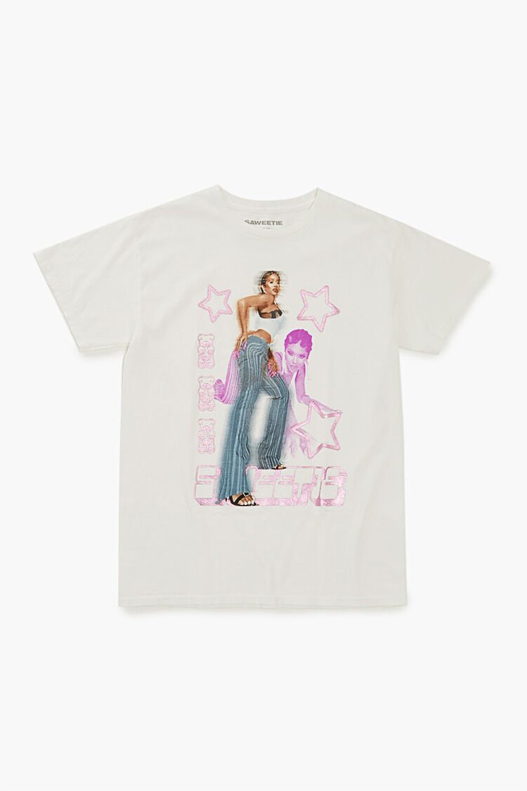  Forever 21 Shimmer Foil Saweetie Graphic Tee - white multi - Bonton