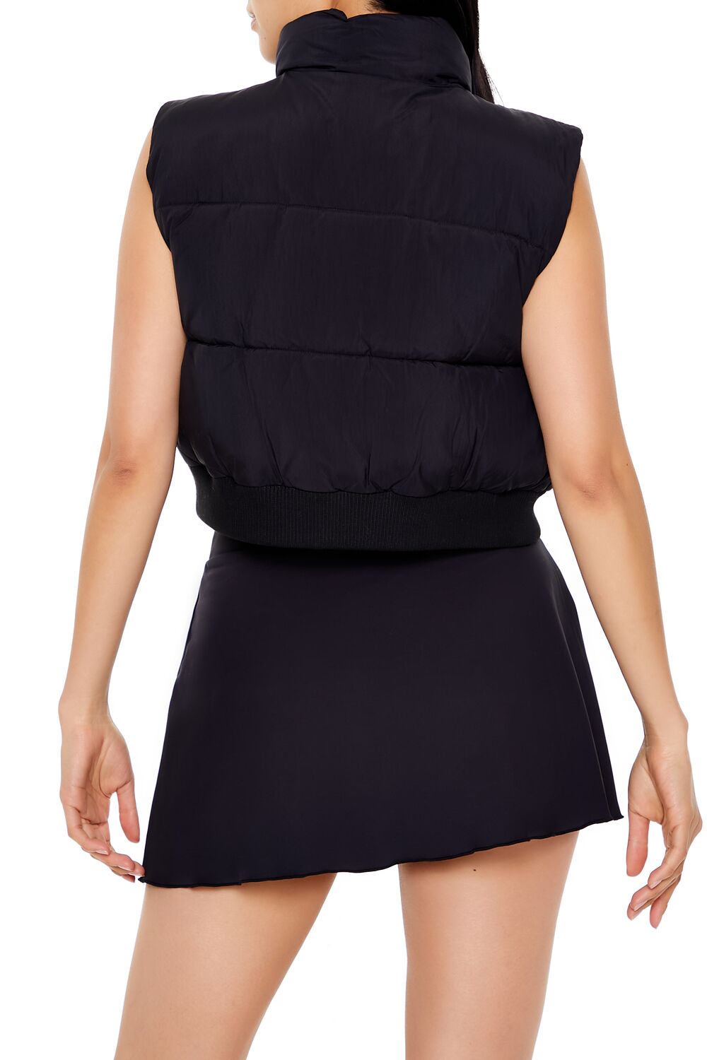  Forever 21 Quilted Cropped Vest - black - Bonton