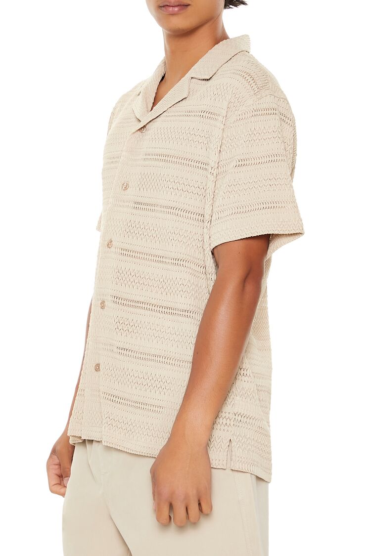  Forever 21 Lace Button-Front Shirt - taupe - Bonton