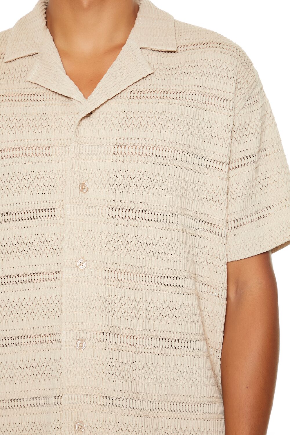  Forever 21 Lace Button-Front Shirt - taupe - Bonton