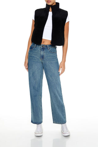 Cropped Faux Shearling Vest