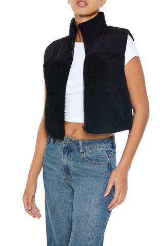 Cropped Faux Shearling Vest