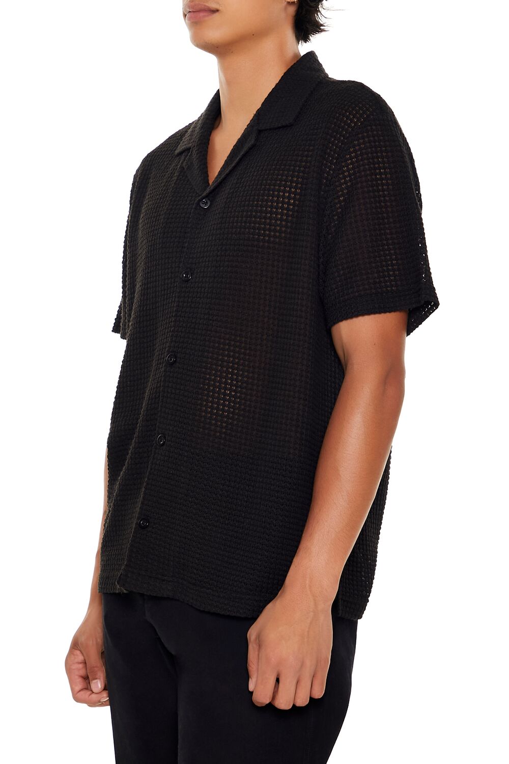  Forever 21 Textured Short-Sleeve Shirt - black - Bonton