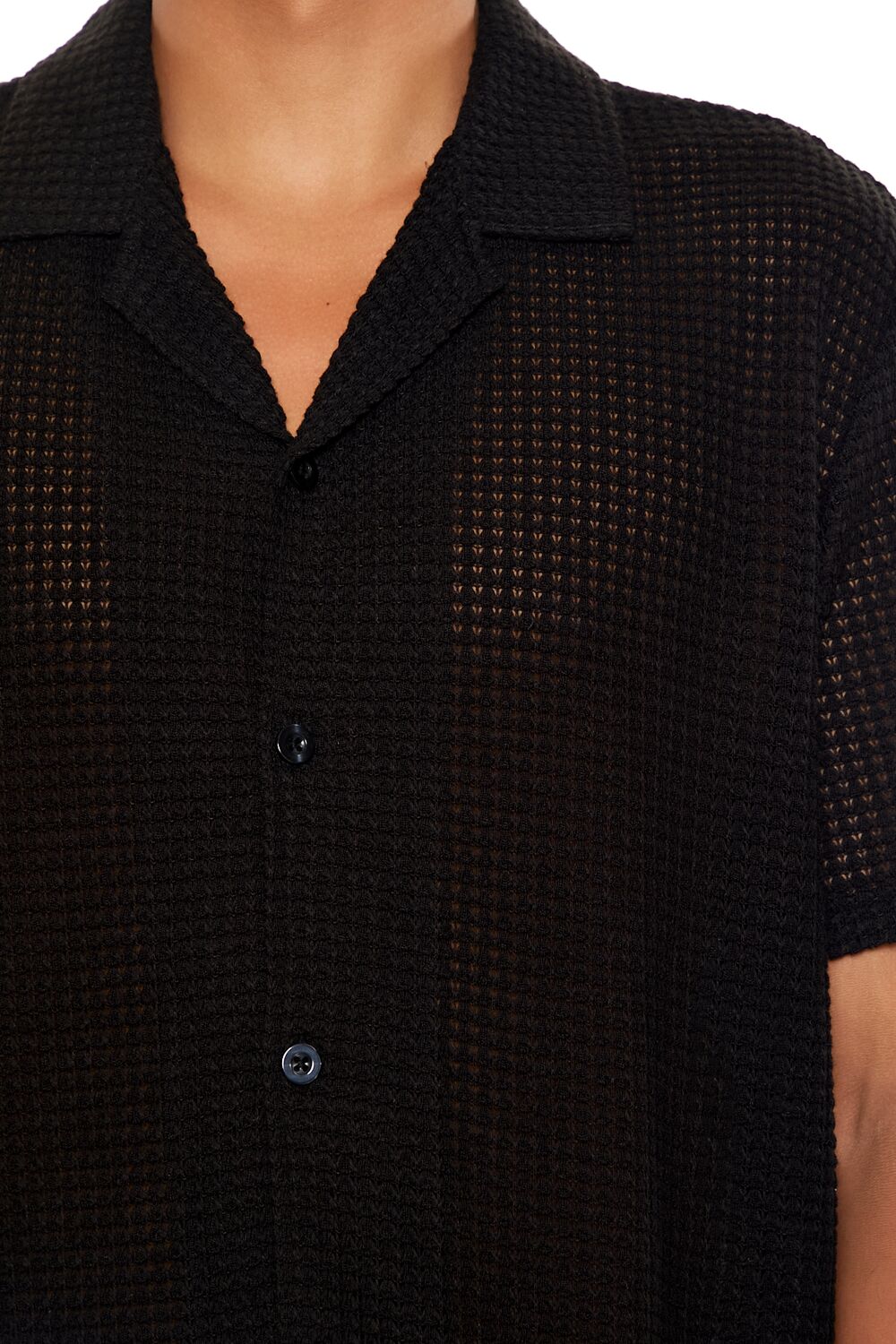  Forever 21 Textured Short-Sleeve Shirt - black - Bonton