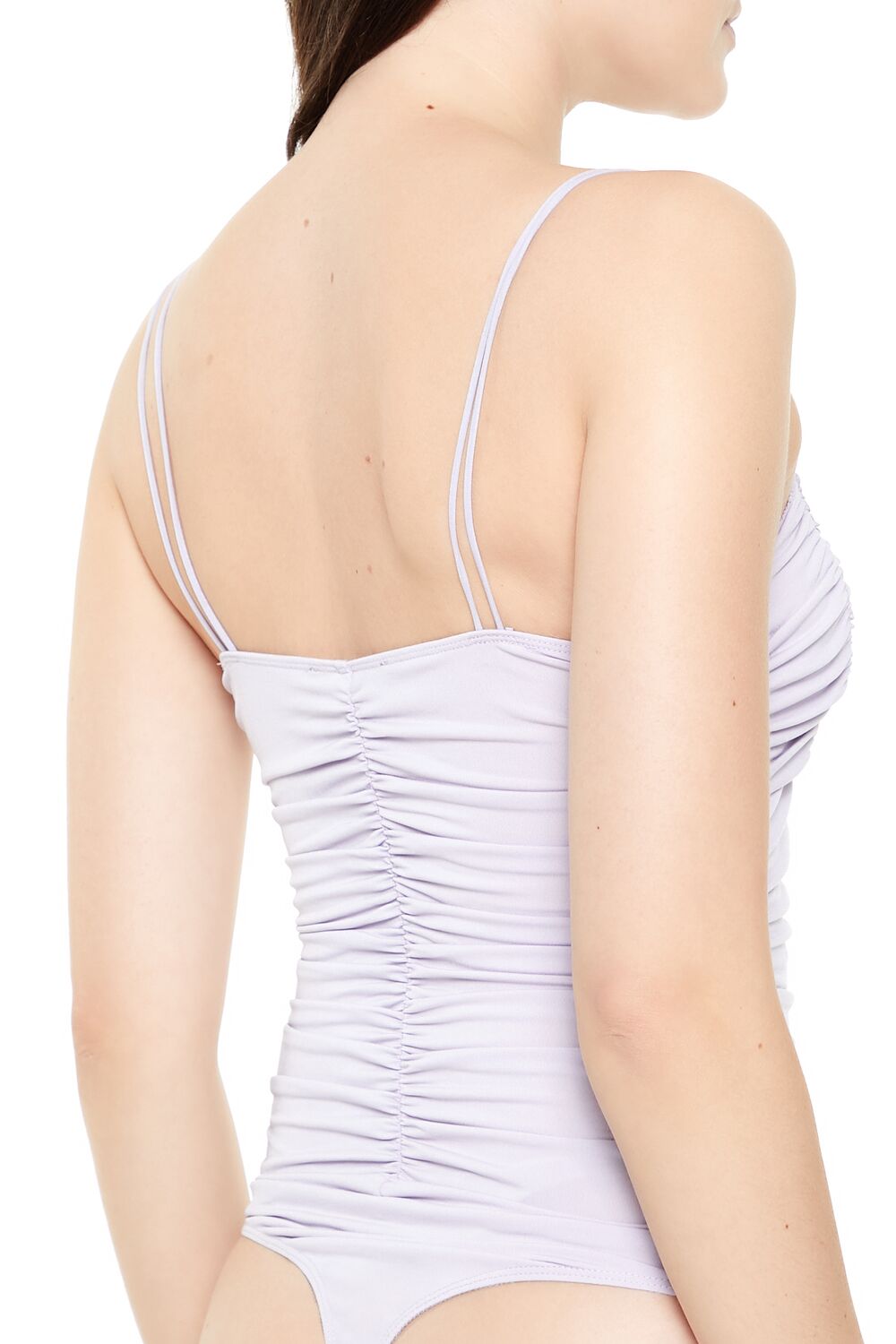  Forever 21 Lace-Trim Ruched Bodysuit - black - Bonton