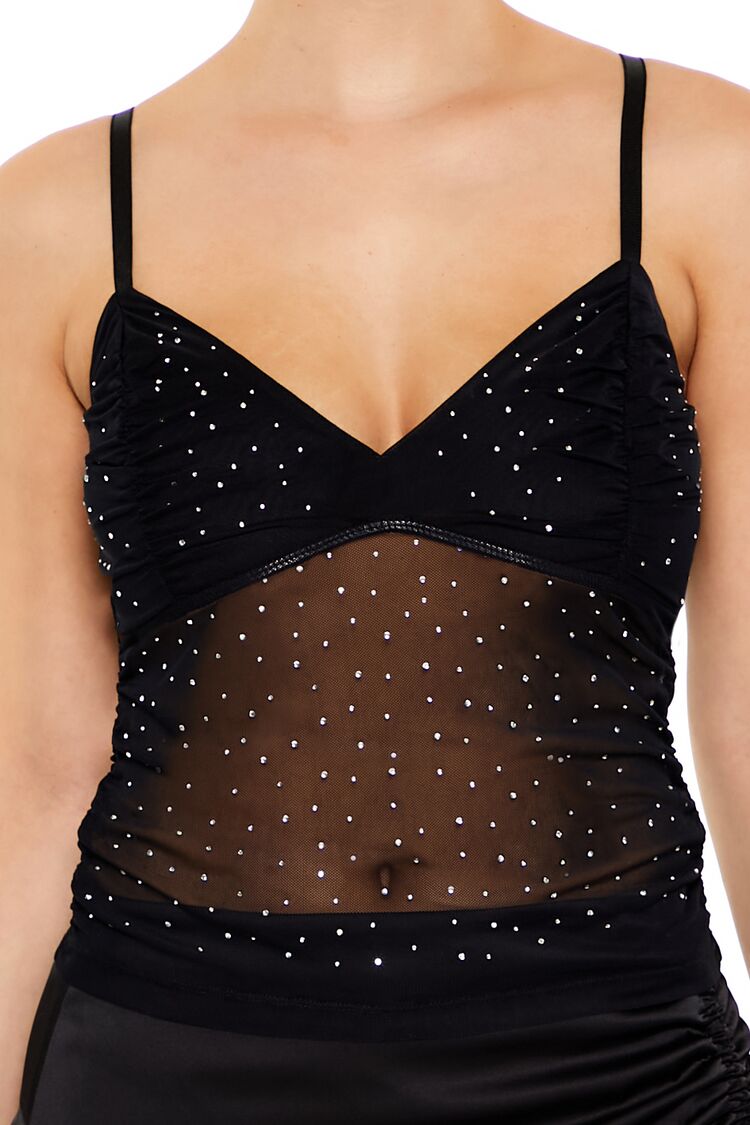  Forever 21 Sheer Mesh Rhinestone Cami - black - Bonton