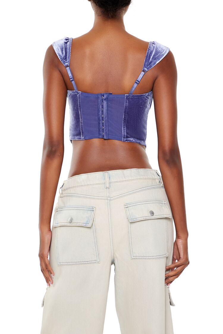  Forever 21 Velvet Bow Bustier Crop Top - camel - Bonton