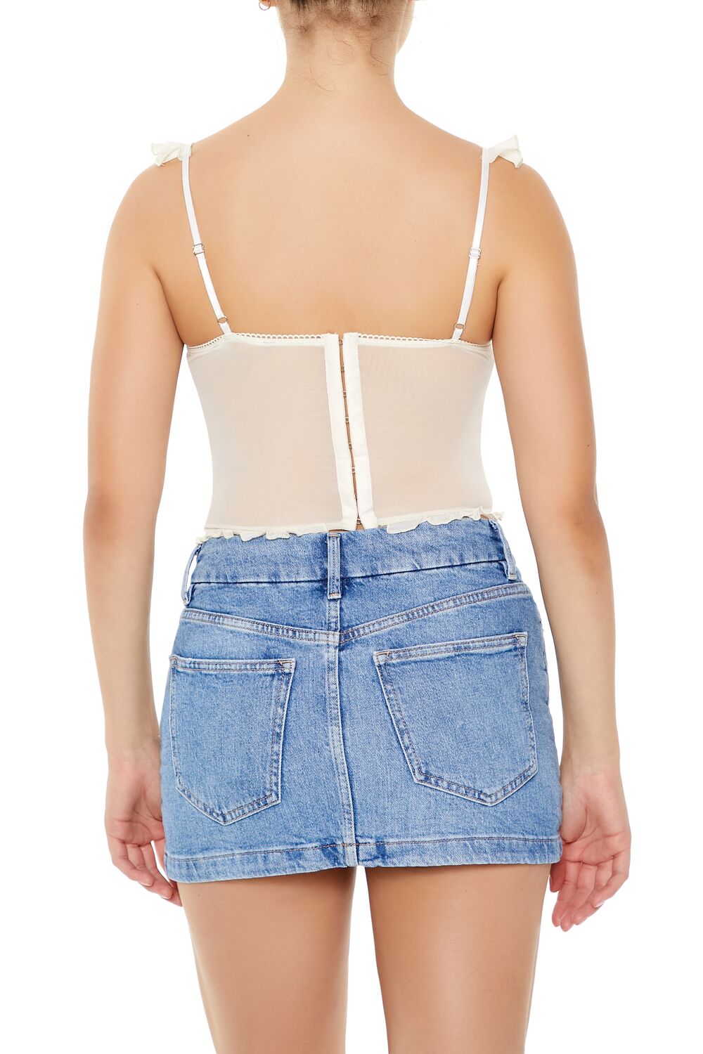  Forever 21 Floral Ruched Cropped Cami - cream multi - Bonton