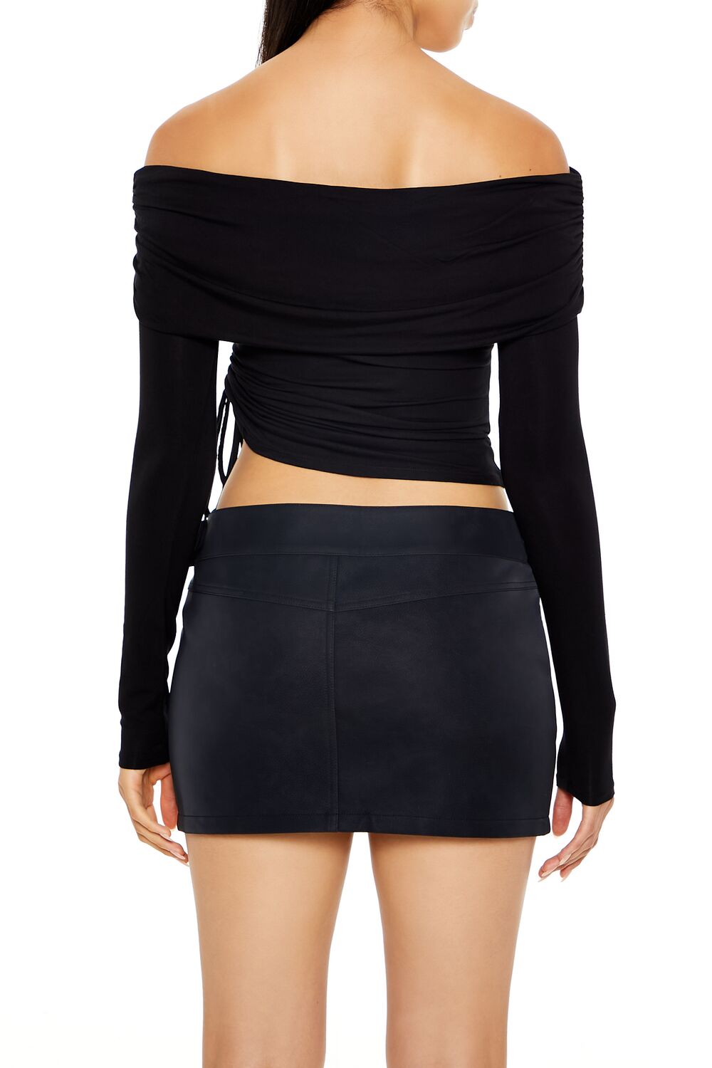  Forever 21 Off-the-Shoulder Crop Top - black - Bonton
