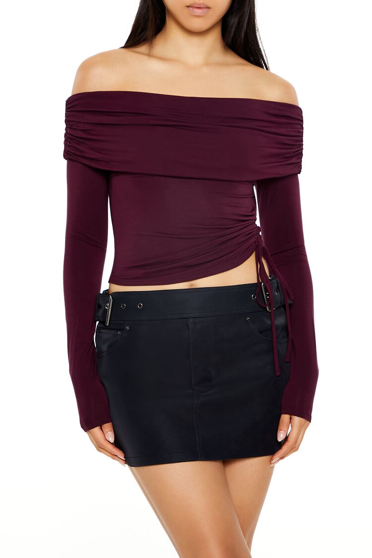  Forever 21 Off-the-Shoulder Crop Top - black - Bonton