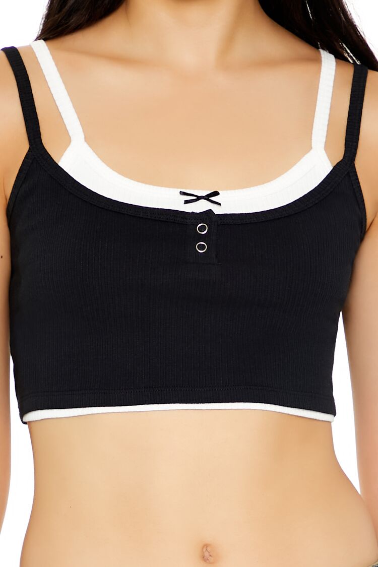  Forever 21 Bow Combo Cropped Cami - white heather grey - Bonton