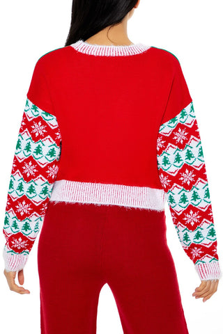 Snowboarding Santa Cardigan Sweater