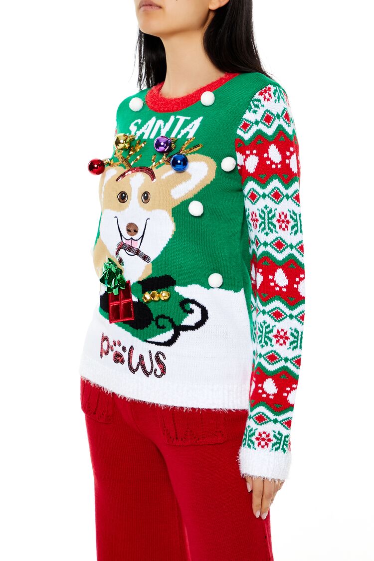  Forever 21 Santa Paws Fair Isle Sweater - green multi - Bonton