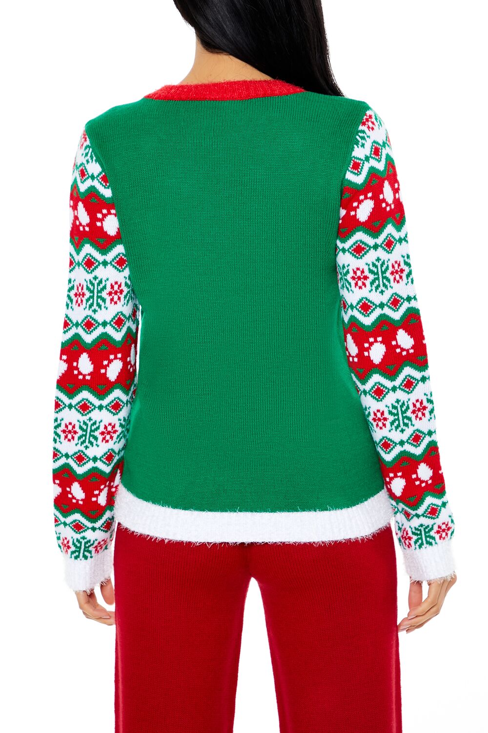 Forever 21 Santa Paws Fair Isle Sweater - green multi - Bonton