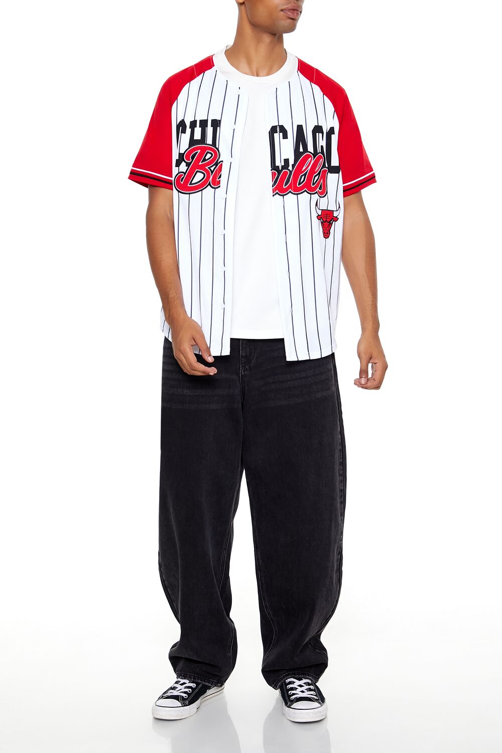  Forever 21 Chicago Bulls Baseball Jersey - white multi - Bonton