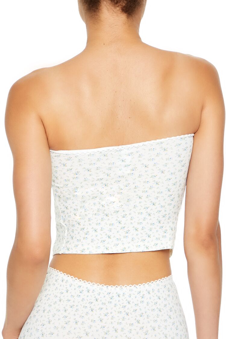  Forever 21 Seamless Floral Tube Top - cream-multi - Bonton
