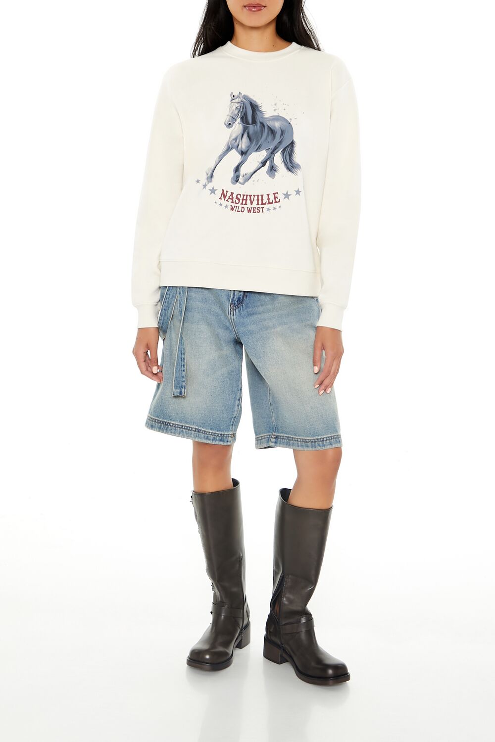  Forever 21 Nashville Wild West Pullover - cream multi - Bonton
