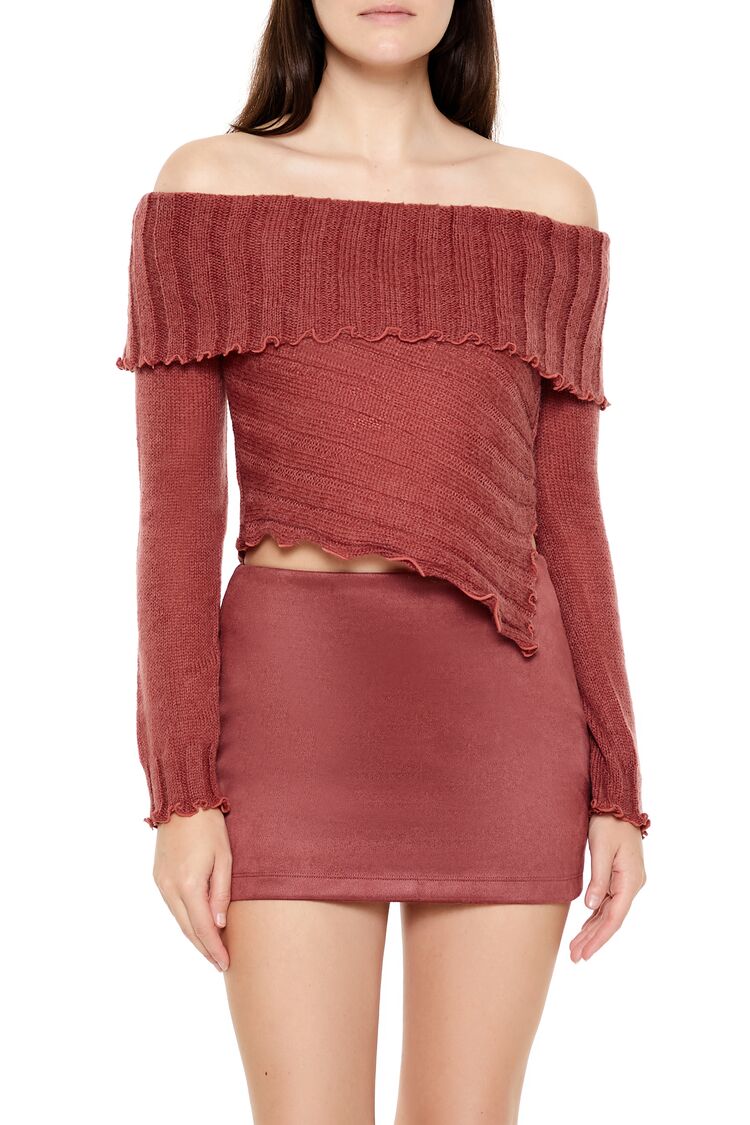  Forever 21 Ribbed Off-the-Shoulder Sweater - cream - Bonton