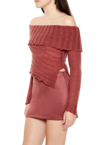 Ribbed Off-the-Shoulder Sweater