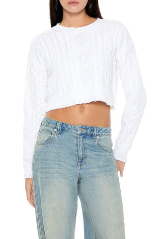 Cropped Cable Knit Sweater