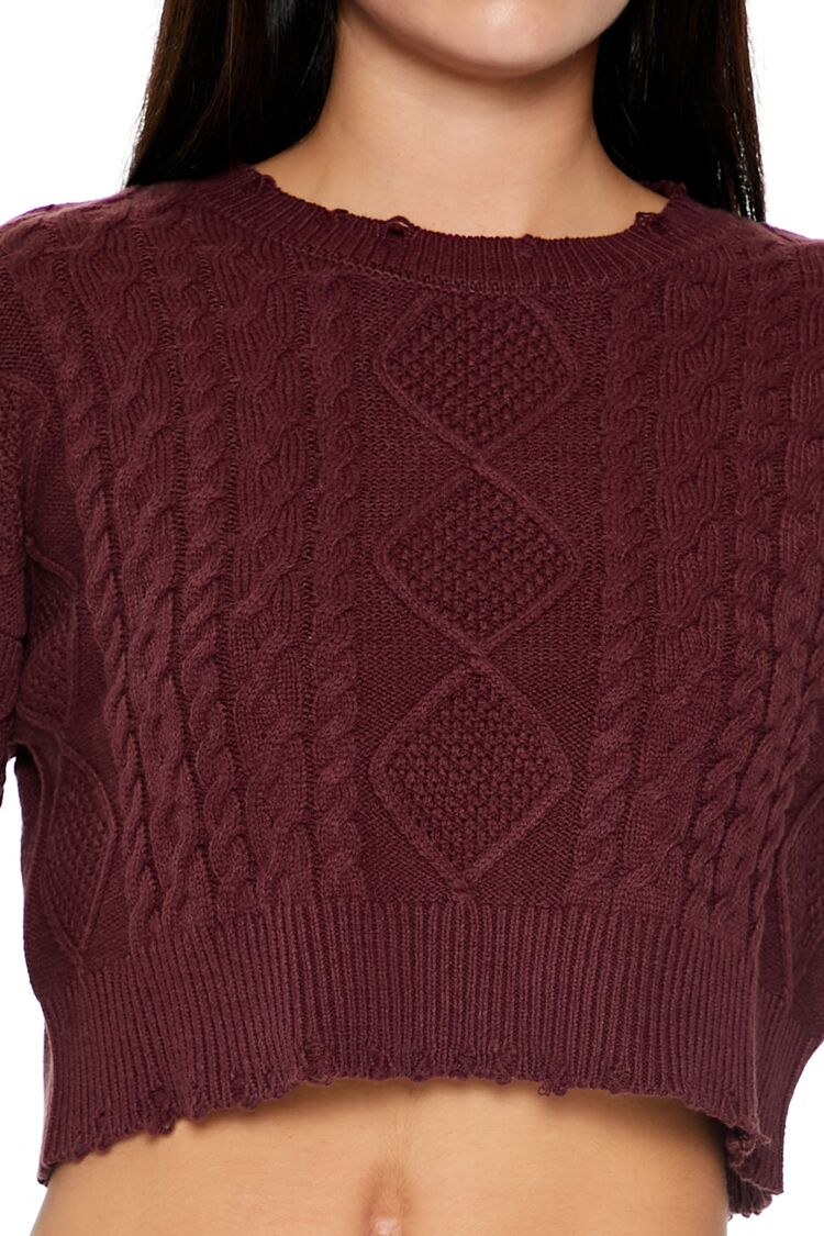  Forever 21 Cropped Cable Knit Sweater - white - Bonton