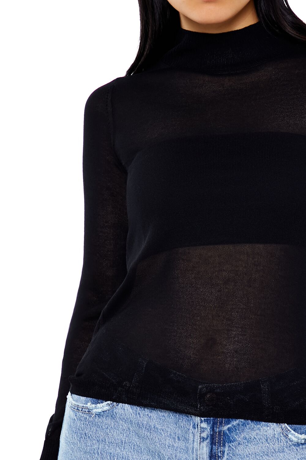  Forever 21 Fitted Mock Neck Sweater - black - Bonton