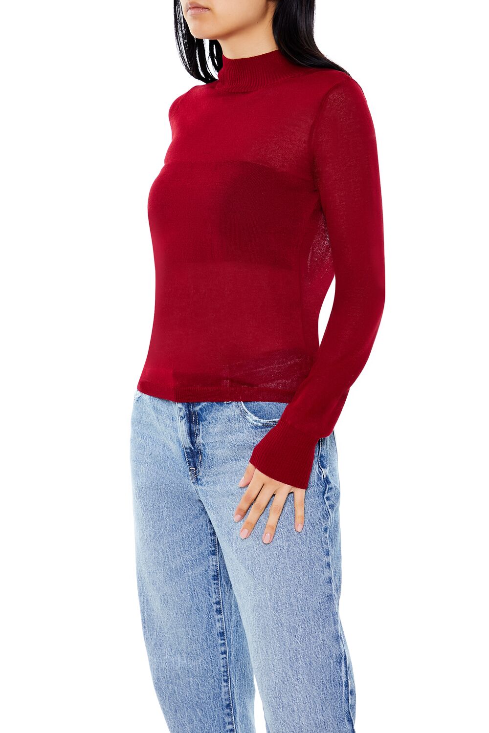  Forever 21 Fitted Mock Neck Sweater - black - Bonton