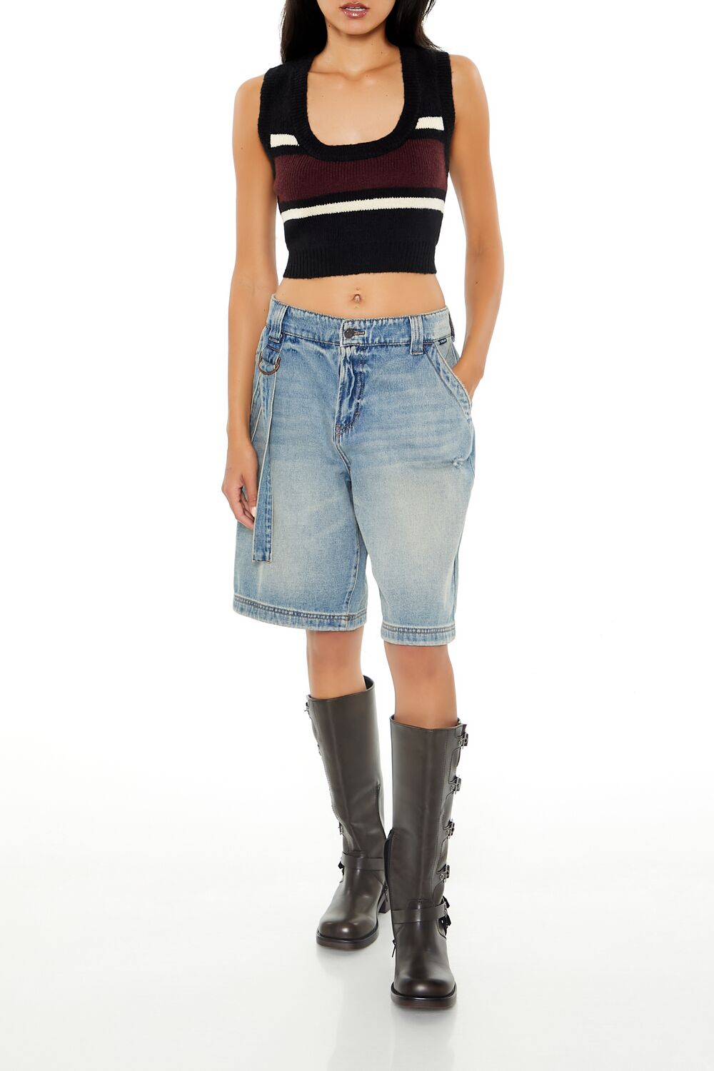 Forever 21 Striped Sweater Vest - black multi - Bonton