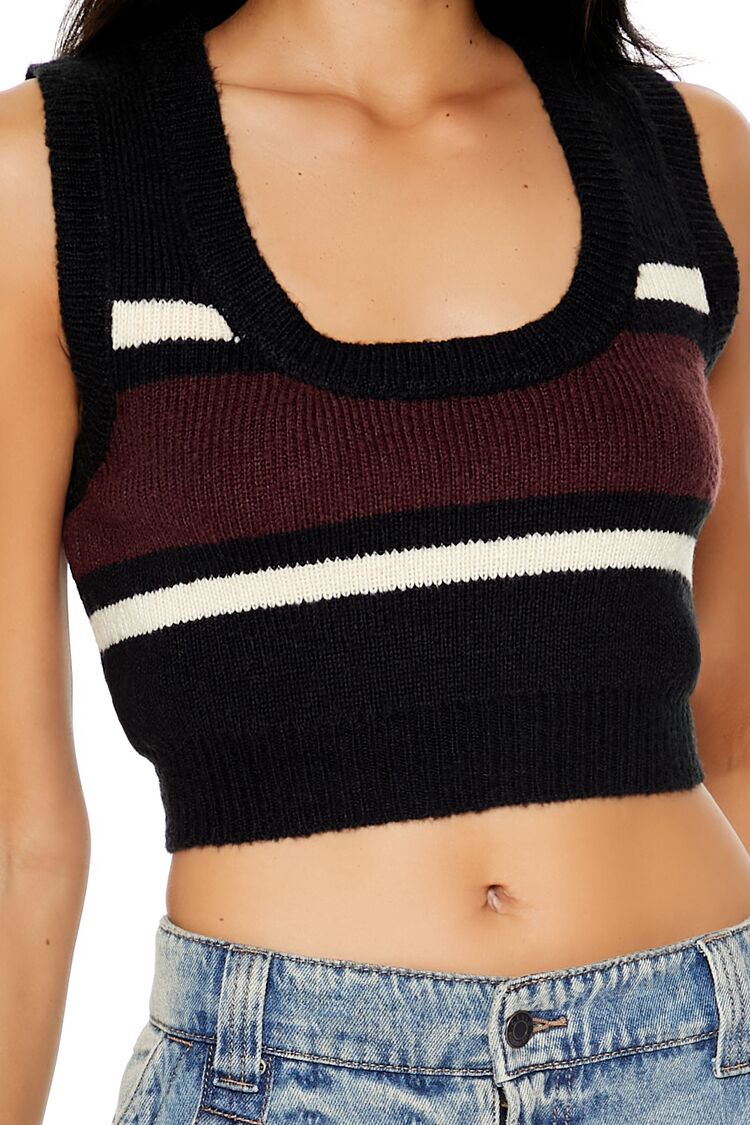  Forever 21 Striped Sweater Vest - black multi - Bonton