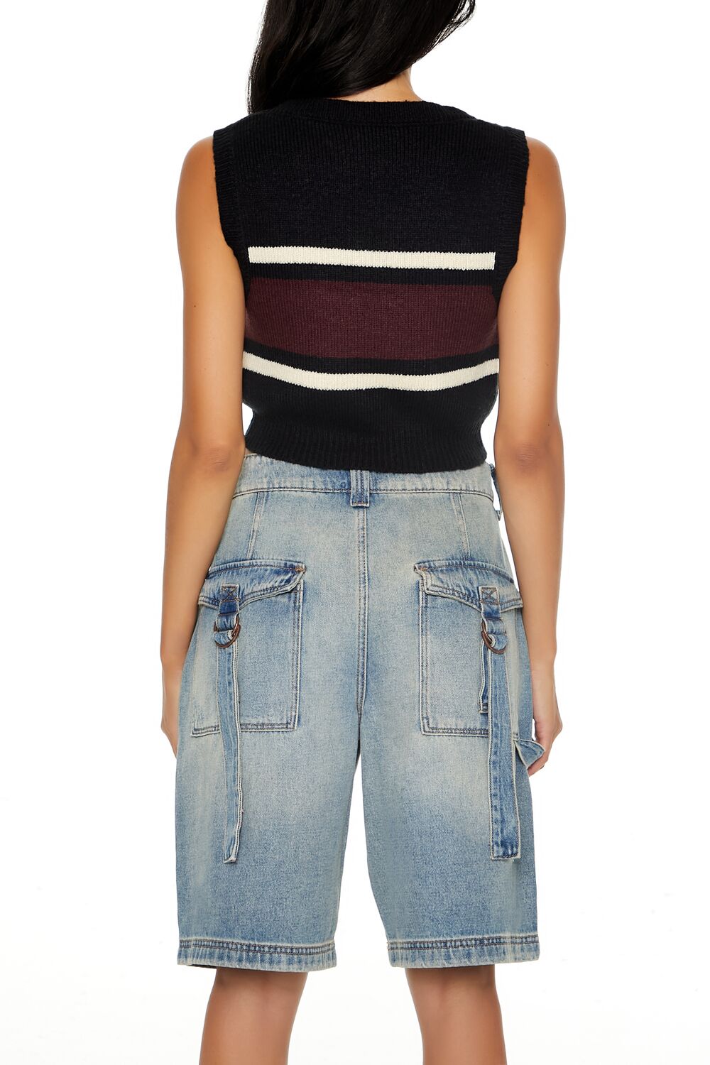  Forever 21 Striped Sweater Vest - black multi - Bonton