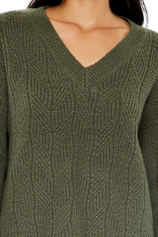 Geo V-Neck Drop-Sleeve Sweater