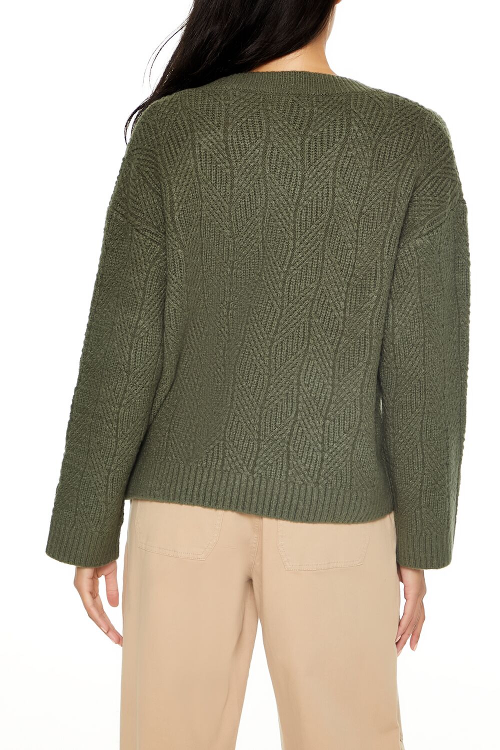 Forever 21 Geo V-Neck Drop-Sleeve Sweater - camel - Bonton