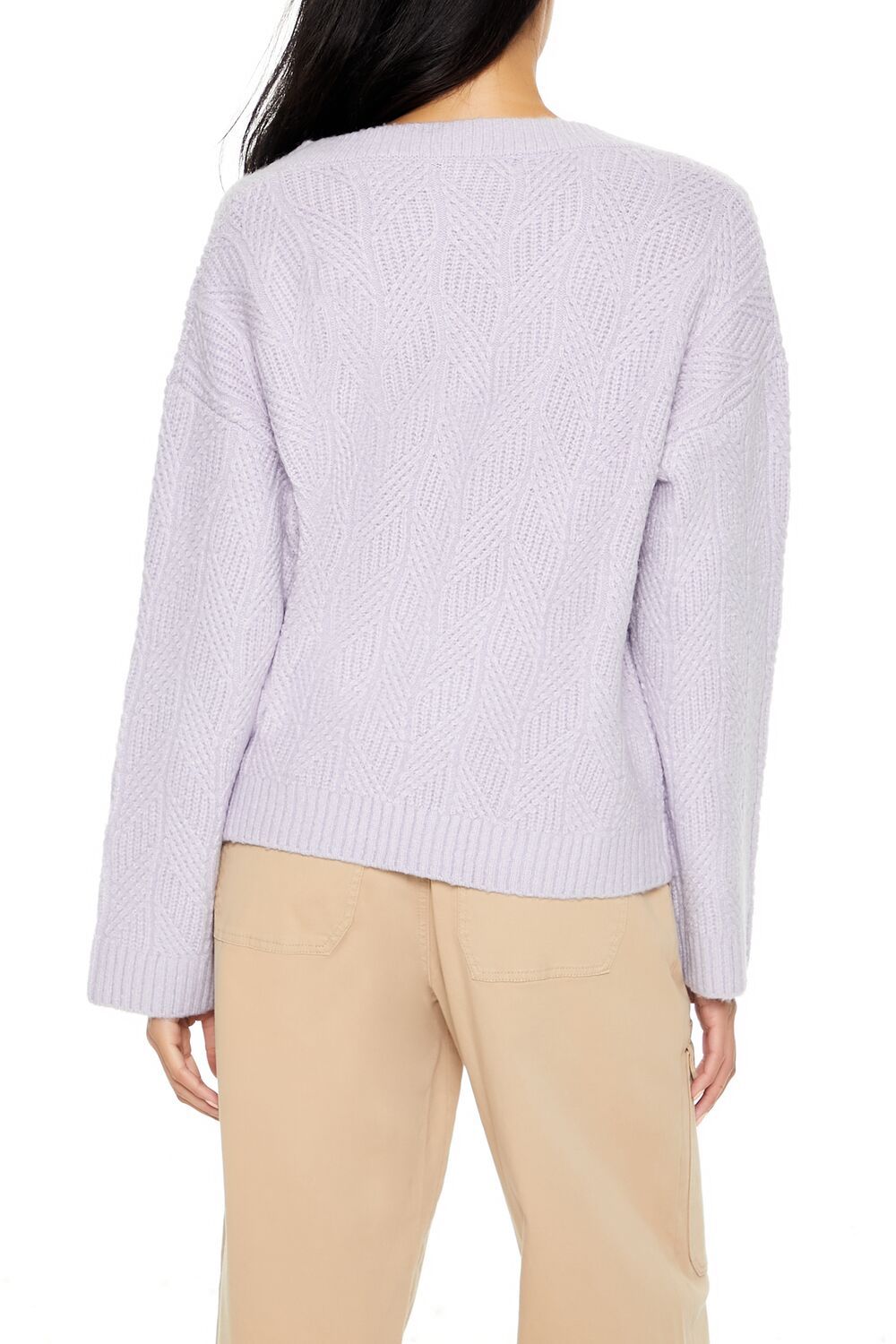  Forever 21 Geo V-Neck Drop-Sleeve Sweater - camel - Bonton